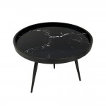 MARM COFFEE TABLE ΜΑΥΡΟ ΜΕ PATTERN ΜΑΥΡΟ 60x60x45 c489817