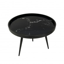 MARM COFFEE TABLE ΜΑΥΡΟ ΜΕ PATTERN ΜΑΥΡΟ 60x60x45 c489817