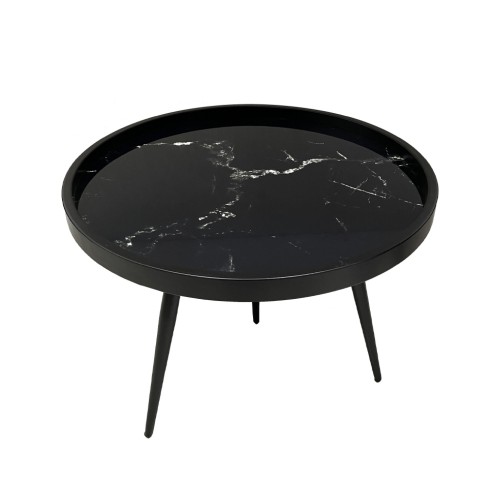 MARM COFFEE TABLE ΜΑΥΡΟ ΜΕ PATTERN ΜΑΥΡΟ 60x60x45 c489817