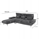ΓΩΝΙΑΚΟΣ ΚΑΝΑΠΕΣ ΑΡΙΣΤΕΡΗ CONVERT HM3268 03L ΓΚΡΙ ΥΦΑΣΜΑ 283x188x100Υεκ c489948