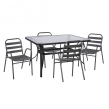 ΣΕΤ ΤΡΑΠΕΖΑΡΙΑΣ ΕΞ ΧΩΡΟΥ 5ΤΜΧ PRELUDE HM21032 ΓΚΡΙ ΜΕΤΑΛΛΟ ΑΛΟΥΜΙΝΙΟ c489977