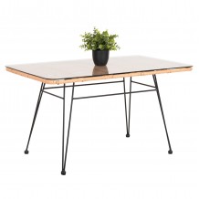 ΤΡΑΠΕΖΙ ΕΞ ΧΩΡΟΥ ΧΑΜΗΛΟ ALLEGRA HM6076 ΜΑΥΡΟ ΜΕΤΑΛΛΟ-ΜΠΕΖ WICKER 95X55X51 5Yεκ c489978