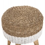 ΣΚΑΜΠΟ BEAM HM7827 01 ΞΥΛΟ ΤΕΑΚ ΚΑΙ SEAGRASS ΣΕ ΦΥΣΙΚΟ ΛΕΥΚΟ Φ42x46Yεκ c489995