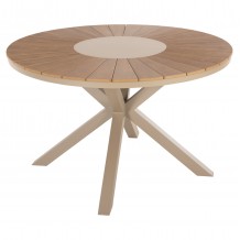 ΤΡΑΠΕΖΙ ΣΤΡΟΓΓΥΛΟ ΕΞ ΧΩΡΟΥ MORIL HM6041 04 ΑΛΟΥΜΙΝΙΟ ΣΑΜΠΑΝΙ-POLYWOOD ΦΥΣΙΚΟ Φ120εκ c490022