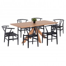 ΣΕΤ ΤΡΑΠΕΖΑΡΙΑ ΕΣΩΤΕΡΙΚΟΥ ΧΩΡΟΥ 7ΤΜΧ PAOLO HM21053 ΤΡΑΠΕΖΙ 6 ΚΑΡΕΚΛΕΣ ΜΑΥΡΕΣ c490025