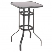 ΤΡΑΠΕΖΙ ΜΠΑΡ ΤΕΤΡΑΓΩΝΟ FIGGY HM6066 01 ΜΕΤΑΛΛΙΚΟ ΓΚΡΙ-ΓΥΑΛΙ ΑΣΦΑΛΕΙΑΣ 60x60x100Υεκ c490030