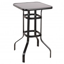 ΤΡΑΠΕΖΙ ΜΠΑΡ ΤΕΤΡΑΓΩΝΟ FIGGY HM6066 03 ΜΕΤΑΛΛΙΚΟ ΜΑΥΡΟ-ΓΥΑΛΙ ΑΣΦΑΛΕΙΑΣ 60x60x100Υεκ c490031