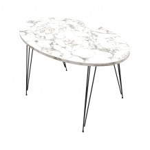 ΤΡΑΠΕΖΙ ΣΑΛΟΝΙΟΥ GRANIT HM18177 01 ΜΕΛΑΜΙΝΗ ΛΕΥΚΟ ΜΑΡΜΑΡΟ-ΜΕΤΑΛ ΠΟΔΙΑ 90x50x42Υεκ c490146