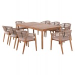 ΣΕΤ ΤΡΑΠΕΖΑΡΙΑΣ 9ΤΜΧ NAVANT HM21066 02 ΤΡΑΠΕΖΙ 8 ΚΑΡΕΚΛΕΣ ΞΥΛΟ ΑΚΑΚΙΑΣ-ΣΧΟΙΝΙ ΜΠΕΖ c490454