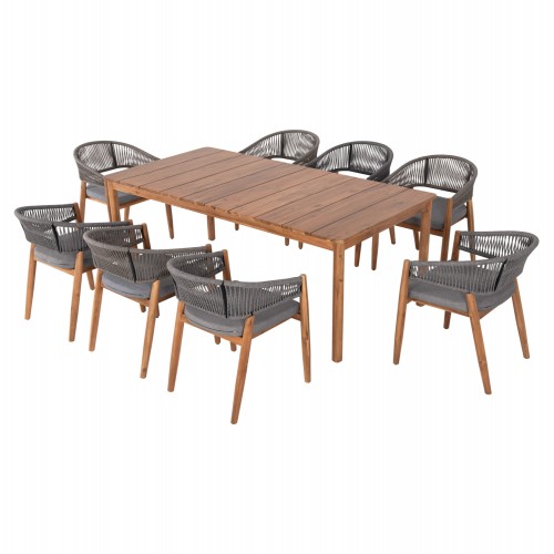 ΣΕΤ ΤΡΑΠΕΖΑΡΙΑΣ 9ΤΜΧ NAVANT HM21066 01 ΤΡΑΠΕΖΙ ΜΕ 8 ΚΑΡΕΚΛΕΣ ΞΥΛΟ ΑΚΑΚΙΑΣ-ΣΧΟΙΝΙ ΓΚΡΙ c490461