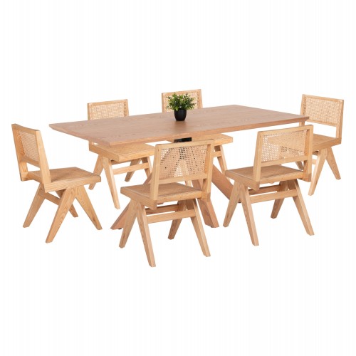 ΣΕΤ ΤΡΑΠΕΖΑΡΙΑΣ ΕΣΩΤ ΧΩΡΟΥ 7ΤΜΧ HM21059 ΤΡΑΠΕΖΙ PAOLO ΚΑΙ 6 ΚΑΡΕΚΛΕΣ FREDRIK-ΦΥΣΙΚΟ c490513