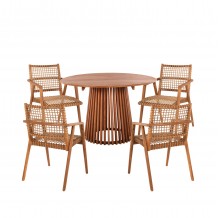 ΣΕΤ ΤΡΑΠΕΖΑΡΙΑΣ 5ΤΜΧ VAYA HM21074 01 ΣΤΡΟΓΓΥΛΟ ΤΡΑΠΕΖΙ Φ120εκ 4 ΚΑΡΕΚΛΕΣ c490575