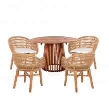 ΣΕΤ ΤΡΑΠΕΖΑΡΙΑΣ 5ΤΜΧ LAMORA HM21074 02 ΣΤΡΟΓΓΥΛΟ ΤΡΑΠΕΖΙ Φ120εκ 4 ΚΑΡΕΚΛΕΣ c490576