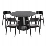 ΣΕΤ ΤΡΑΠΕΖΑΡΙΑΣ 5ΤΜΧ KINGSLEY HM21075 02 ΣΤΡΟΓΓΥΛΟ ΤΡΑΠΕΖΙ Φ120εκ 4 ΚΑΡΕΚΛΕΣ-ΜΑΥΡΟ c490581