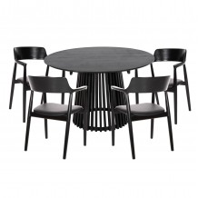 ΣΕΤ ΤΡΑΠΕΖΑΡΙΑΣ 5ΤΜΧ KINGSLEY HM21075 02 ΣΤΡΟΓΓΥΛΟ ΤΡΑΠΕΖΙ Φ120εκ 4 ΚΑΡΕΚΛΕΣ-ΜΑΥΡΟ c490581
