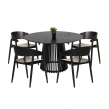 ΣΕΤ ΤΡΑΠΕΖΑΡΙΑΣ 5ΤΜΧ CANOP HM21077 02 ΣΤΡΟΓΓΥΛΟ ΤΡΑΠΕΖΙ Φ150εκ 4 ΚΑΡΕΚΛΕΣ-ΜΑΥΡΟ c490586