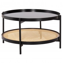 ΤΡΑΠΕΖΙ ΣΑΛΟΝΙΟΥ SEITZ HM18030 ΓΥΑΛΙ TOP-ΜΕΤΑΛΛΟ-RATTAN ΣΕ ΦΥΣΙΚΟ Φ80x45Υεκ c490716