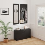 ΣΕΤ ΕΙΣΟΔΟΥ ΜΕ ΚΑΘΡΕΠΤΗ VERN HM2476 02 ΜΕΛΑΜΙΝΗ ΣΕ WENGE 80x27x175Υεκ c490985