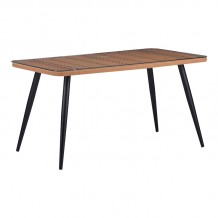 Τραπέζι Naoki pakoworld γυάλινο pe rattan σε φυσική απόχρωση με μαύρα πόδια 140x80x78εκ c490994