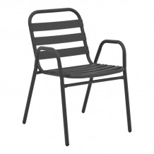 Πολυθρόνα Sussie pakoworld στοιβαζόμενη ανθρακί μέταλλο με φέτες αλουμινίου 45x62x76εκ c491001