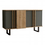 Μπουφές Amanda I pakoworld σε ανθρακί καρυδί απόχρωση 160x74x79εκ c491055