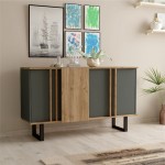 Μπουφές Amanda I pakoworld σε ανθρακί καρυδί απόχρωση 160x74x79εκ c491055