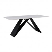 Τραπέζι Meja pakoword Sintered stone λευκό με μεταλλικά πόδια σε μαύρη απόχρωση 180x90x76εκ c491379 Τραπέζι Meja pakoword Sintered stone λευκό με μεταλλικά πόδια σε μαύρη απόχρωση 180x90x76εκ c491379