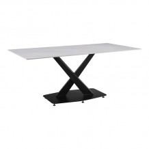 Τραπέζι Tafel pakoword Sintered stone λευκό με μεταλλικά πόδια σε μαύρη απόχρωση 180x90x76εκ c491384 Τραπέζι Tafel pakoword Sintered stone λευκό με μεταλλικά πόδια σε μαύρη απόχρωση 180x90x76εκ c491384