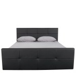 Κρεβάτι ArteLibre ANEMONE Μαύρο PU Με Αποθηκευτικό Χώρο 217 5x170 5x100cm Στρώμα 160x200cm c491405