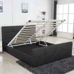 Κρεβάτι ArteLibre ANEMONE Μαύρο PU Με Αποθηκευτικό Χώρο 217 5x170 5x100cm Στρώμα 160x200cm c491405