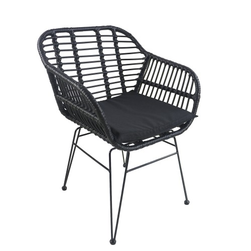 Καρέκλα Κήπου ArteLibre ACTORIUS Μαύρο Μέταλλο Rattan 57x53x81cm c491420