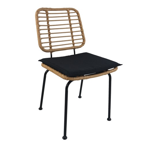 Καρέκλα Κήπου ArteLibre ATIUS Φυσικό Μαύρο Μέταλλο Rattan 46 5x55x86cm c491422