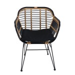 Καρέκλα Κήπου ArteLibre ATINIUS Φυσικό Μαύρο Μέταλλο Rattan 58x62x82cm c491423