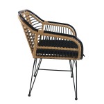 Καρέκλα Κήπου ArteLibre ATINIUS Φυσικό Μαύρο Μέταλλο Rattan 58x62x82cm c491423