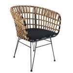 Καρέκλα Κήπου ArteLibre AULIUS Φυσικό Μαύρο Μέταλλο Rattan 57x60x78 5cm c491424