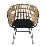 Καρέκλα Κήπου ArteLibre AULIUS Φυσικό Μαύρο Μέταλλο Rattan 57x60x78 5cm c491424