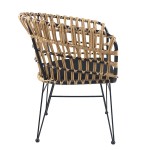 Καρέκλα Κήπου ArteLibre AULIUS Φυσικό Μαύρο Μέταλλο Rattan 57x60x78 5cm c491424