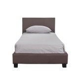 Κρεβάτι ArteLibre AZALEA Σκούρο Καφέ PU 213x101x88cm Στρώμα 90x200cm c491426