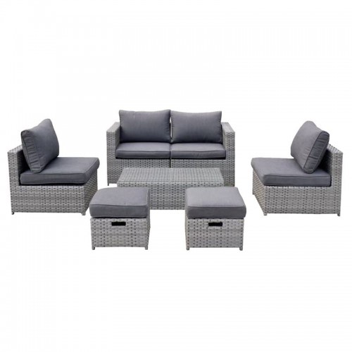 BALI Set Wicker 6 θέσεων 1 Τραπέζι 1 Καναπέ 2θ 2 Σκαμπό 2 καθίσματα 1θ Απόχρωση Γκρι c491444
