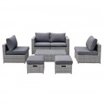 BALI Set Wicker 6 θέσεων 1 Τραπέζι 1 Καναπέ 2θ 2 Σκαμπό 2 καθίσματα 1θ Απόχρωση Γκρι c491444