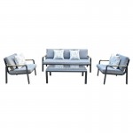 LATINO Set Σαλόνι Κήπου 4τεμ Αλουμίνιο Μαύρο Μαξιλάρια Γκρι Γυαλί Μαύρο c491452