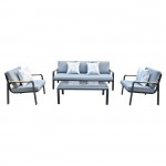 LATINO Set Σαλόνι Κήπου 4τεμ Αλουμίνιο Μαύρο Μαξιλάρια Γκρι Γυαλί Μαύρο c491452