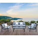 LATINO Set Σαλόνι Κήπου 4τεμ Αλουμίνιο Μαύρο Μαξιλάρια Γκρι Γυαλί Μαύρο c491452