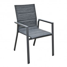 NAPOLI Πολυθρόνα Dining Αλουμίνιο Βαφή Μαύρο Textilene Ανθρακί Στοιβ νη c491453