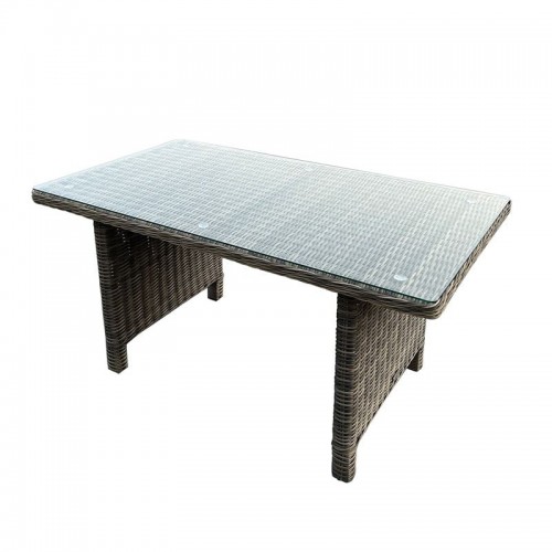 ARIZONA Τραπέζι Dining Βεράντας - Κήπου ALU Wicker Grey Brown Γυαλί Tempered 5mm c491458