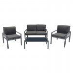 RIVIAN Set Σαλόνι Κήπου 4τεμ Μέταλλο Βαφή Ανθρακί Μαξιλάρια Γκρι c491466