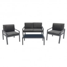 RIVIAN Set Σαλόνι Κήπου 4τεμ Μέταλλο Βαφή Ανθρακί Μαξιλάρια Γκρι c491466