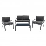 RIVIAN Set Σαλόνι Κήπου 4τεμ Μέταλλο Βαφή Ανθρακί Μαξιλάρια Γκρι c491466