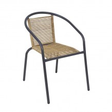 MIKA Πολυθρόνα Στοιβαζόμενη Κήπου Μέταλλο Βαφή Ανθρακί PE Rattan Φυσικό c491468