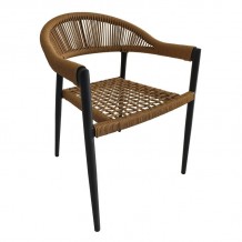 MADISON Πολυθρόνα Βεράντας- Κήπου ALU Ανθρακί Rope Wicker Φυσικό Στοιβαζόμενη c491471